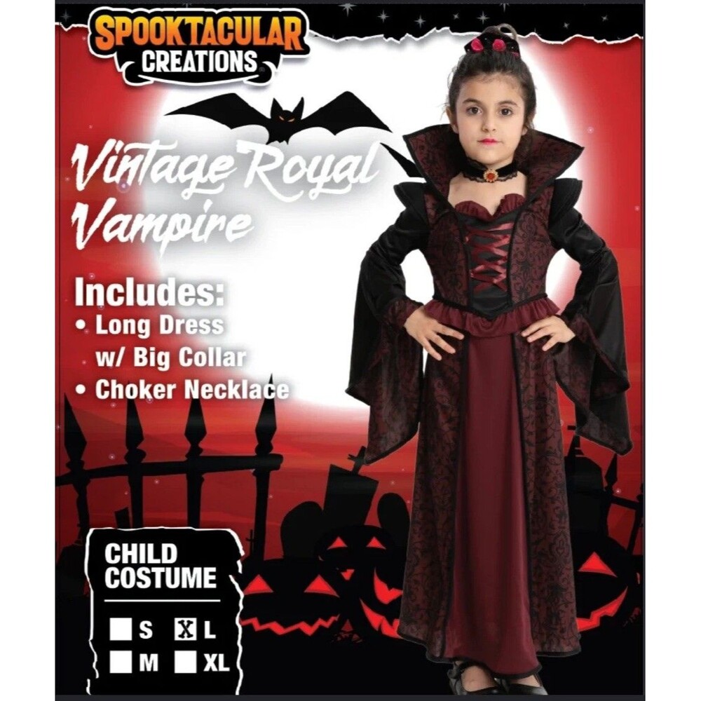 VINTAGE ROYAL VAMPIRE Costume CHILD LARGE Halloween Spooktacular NIP